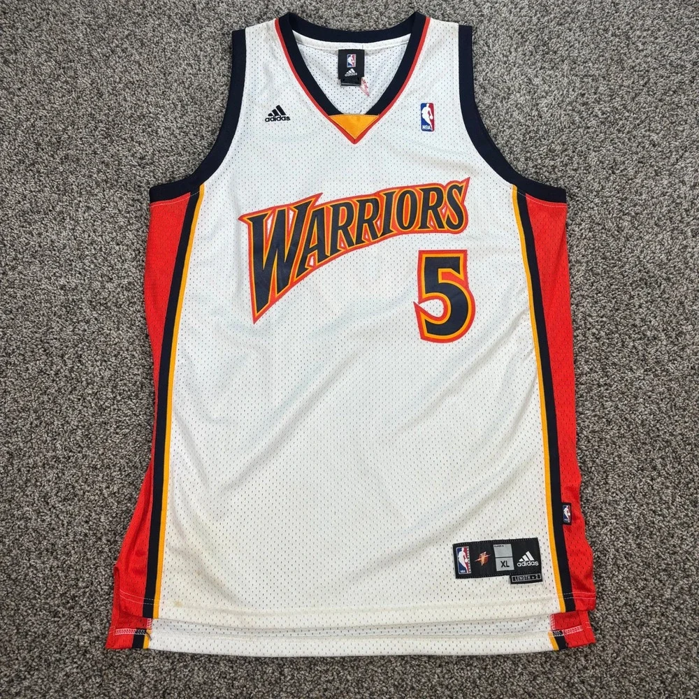 Adidas Men's XL Golden State Warriors Baron Davis 5 NBA Jersey White Length +2